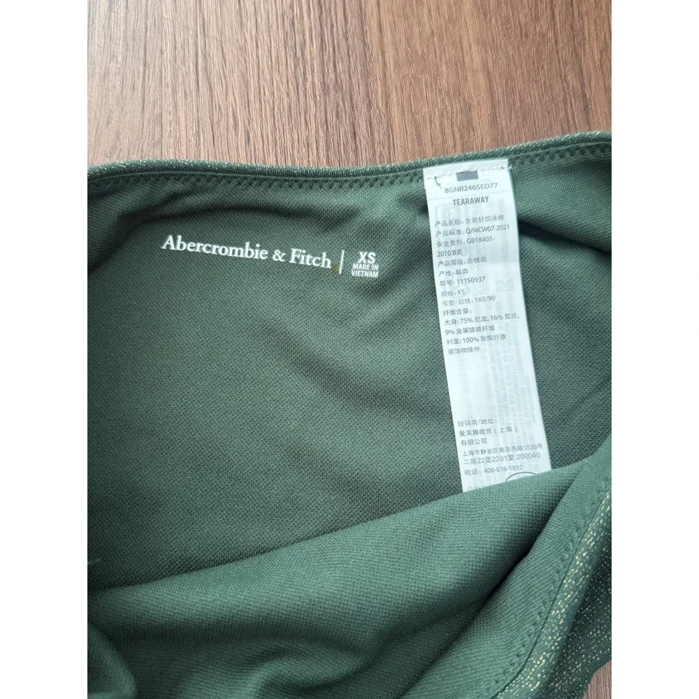 Abercrombie & Fitch Green Shimmer High Leg Side Tie Bikini Bottom XS NWT